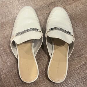 Marc Fisher Cream Mules with Silver Accent